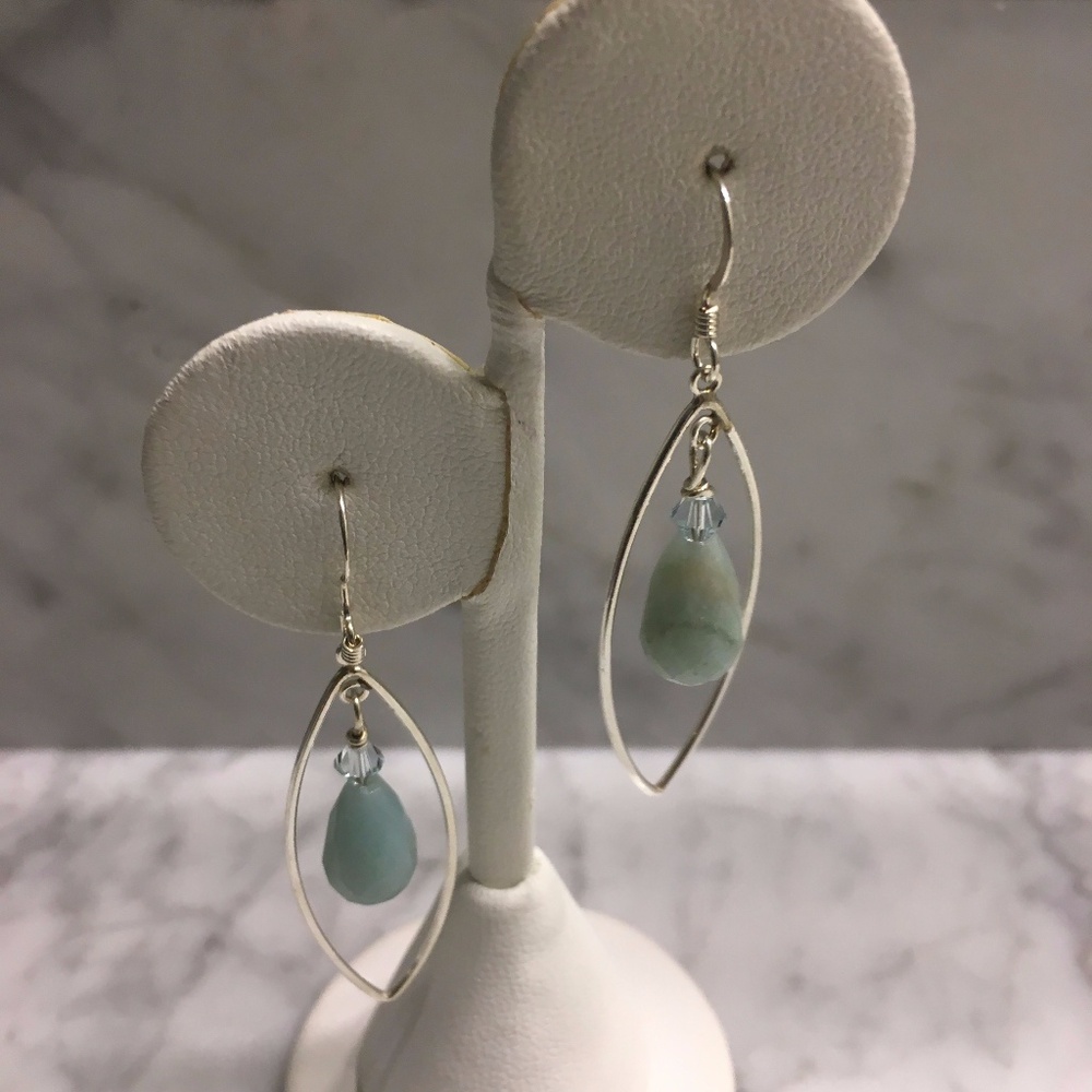 Aquamarine, Swarovski Crystal Earrings c